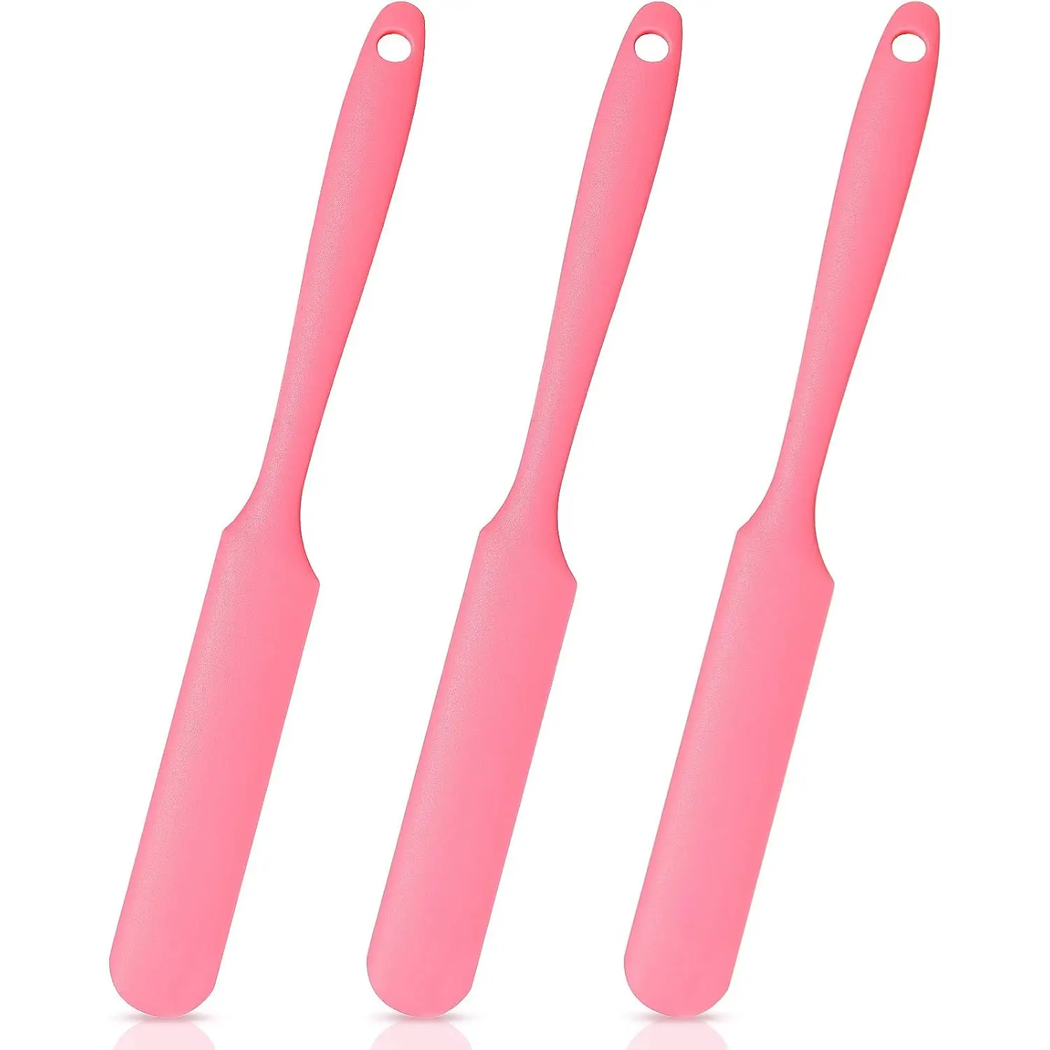 3 Pcs Non-stick Silicone Wax Spatulas Hair Removal Sticks Applicator Reusable Hard Wax Scraper for Home Salon Body Use (Pink)