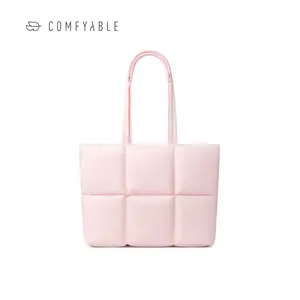 Comfyable Puffy Laptop Bag Compatible for 13 14 Inch MacBook Pro/Air/Neo, Lightweight Handbag for Women for Office Work School