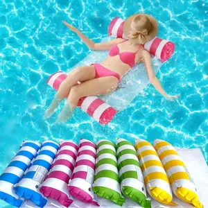 Foldable Inflatable Lounge Chairs - Foldable Striped Inflatable Swimming Pool Float Bed, Suitable for Adult Swimming Pools, Beaches, and Other Water Activities.