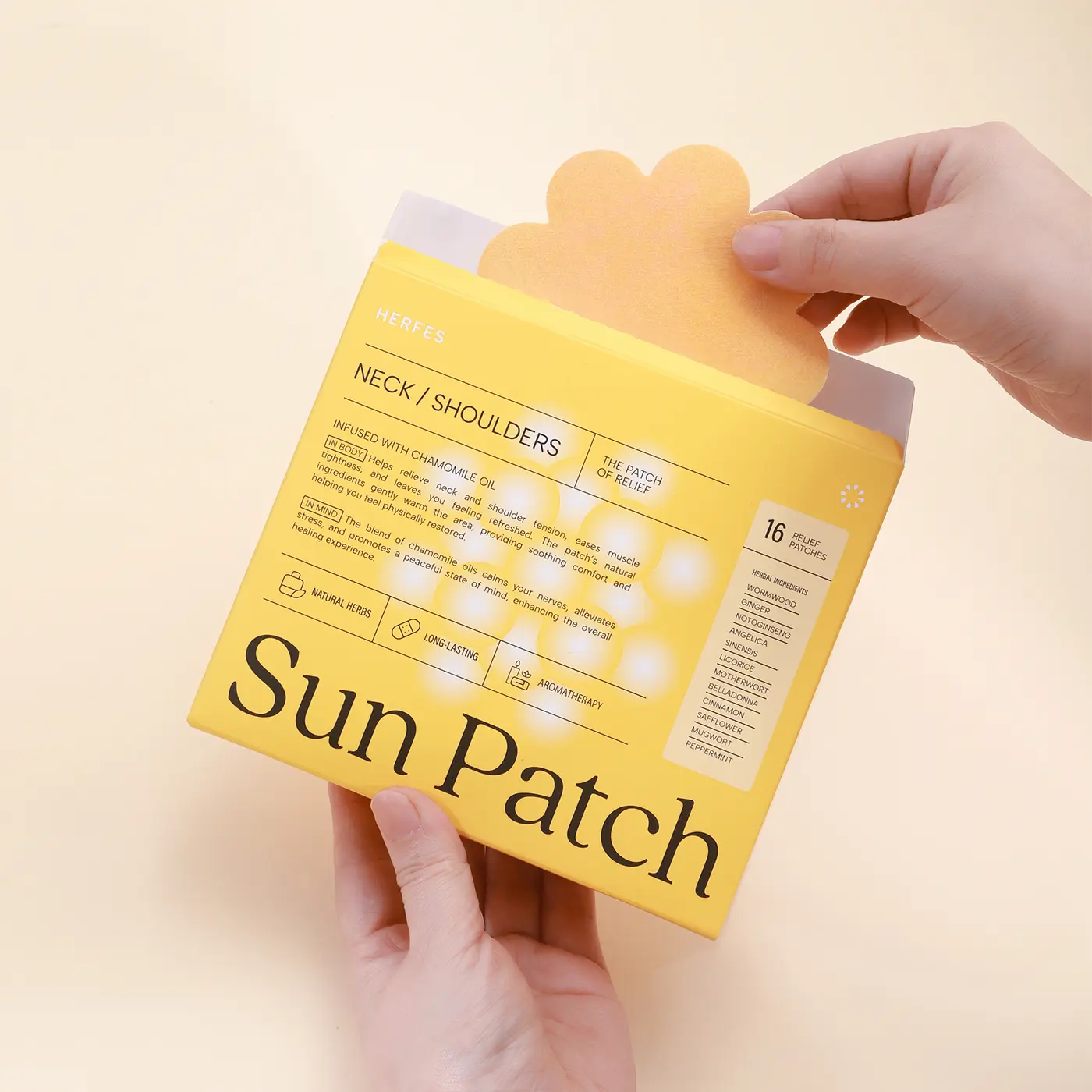Sun Patch Natural Pain Relief Patches for Neck & Shoulders with Chamomile Scent 16 Patches Long Lasting Comfort Vegan Friendly Daily Muscle Comfort Therapeutic Effective For Menstrual Cramps Aromatherapy   DealsForYouDays