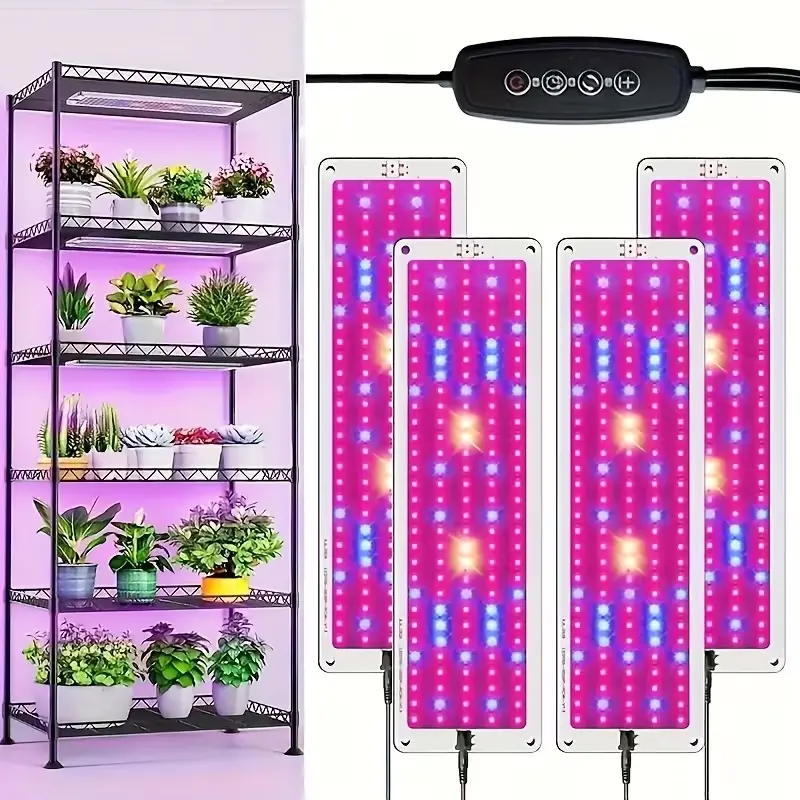 Full Spectrum Under Cabinet Grow Light Panel with 3/9/12H Auto Timer, 12W 600pcs Warm White LEDs, AC100-240V 50-60Hz for Indoor Seed Starting, Succulents, House Plants