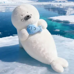 Adorable Baby Seal Plush Pillow, Soft Huggable Stuffed Animal Toy, Super Soft Fluffy, Cuddly Hugging Body Pillow for Kids & Adults, 20" Arctic Ocean Seal Doll