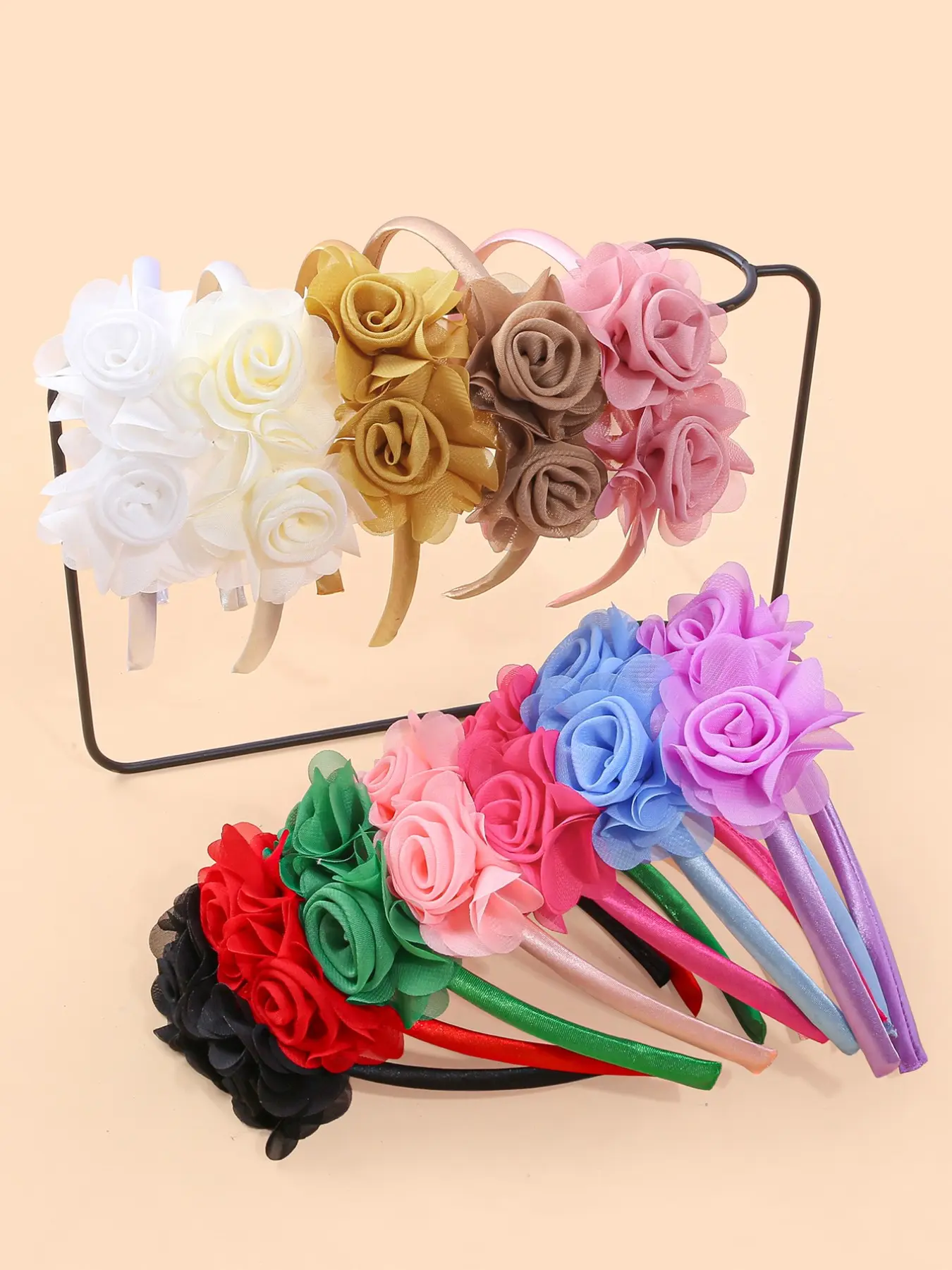 4-piece Mesh Rose flower hairbands, elegant and chic headbands for women and girls, perfect for vacations, casual outings, and beautiful hair accessories that are versatile for spring and summer Soft Headband Summer Holiday Headbands