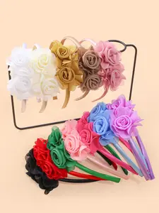 4-piece Mesh Rose flower hairbands, elegant and chic headbands for women and girls, perfect for vacations, casual outings, and beautiful hair accessories that are versatile for spring and summer Soft Headband