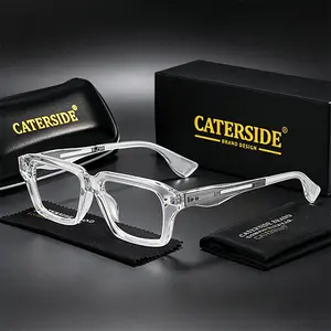 CATERSIDE Fashion Punk Men's Glasses Frame Square Thick Unisex Blue Light Glasses for Travel Beach Wedding Party Ideal Gift Choice