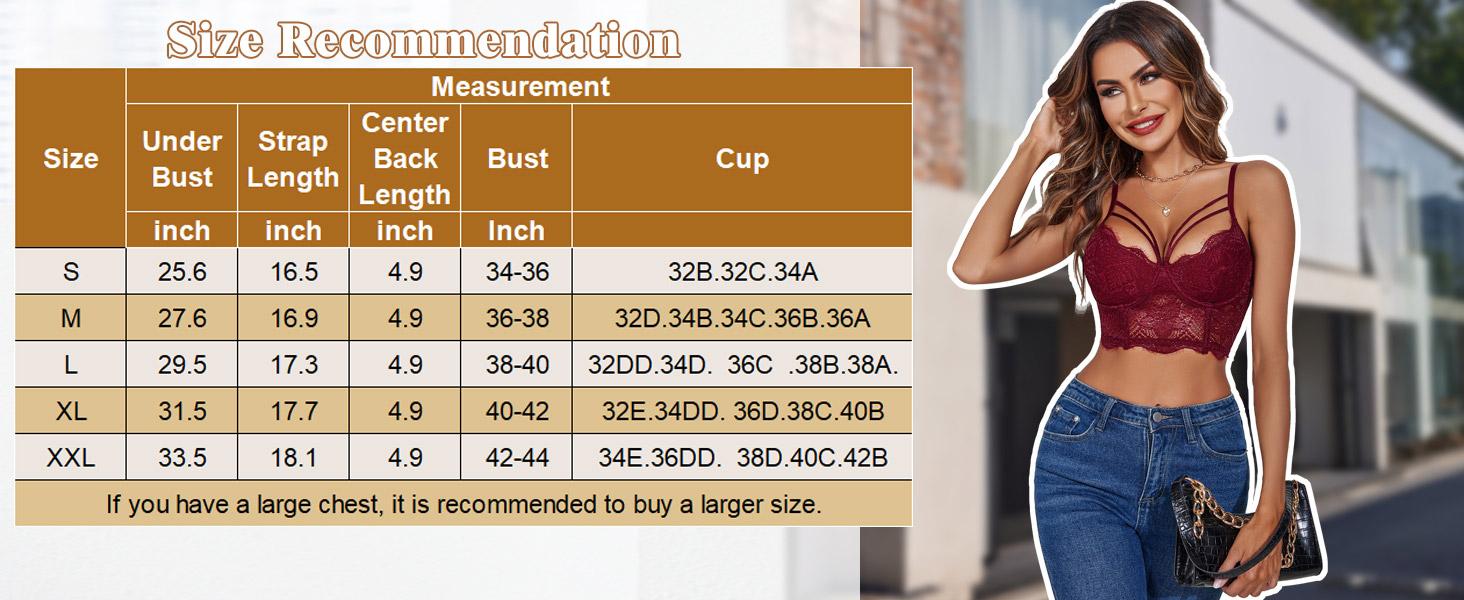 Avidlove Lace Bralette for Women V Neck Camisoles Adjustable Strap Two Layer Crop Top Bustier Tops Floral Pattern Backless Breathable Blazer Womenswear