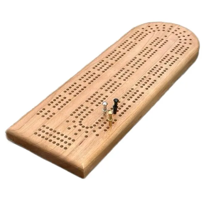 Solid Cherry Cribbage Board with Metal Pegs and Back Peg Storage for Durability and Unique Aesthetic Natural Cherry Wood Made in Maine