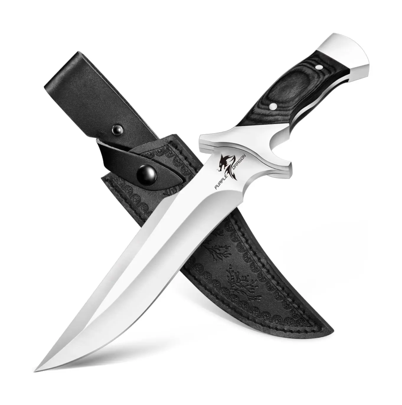 Purple Dragon Outdoor Knife (with sheath), redwood handle — a unisex Christmas gift