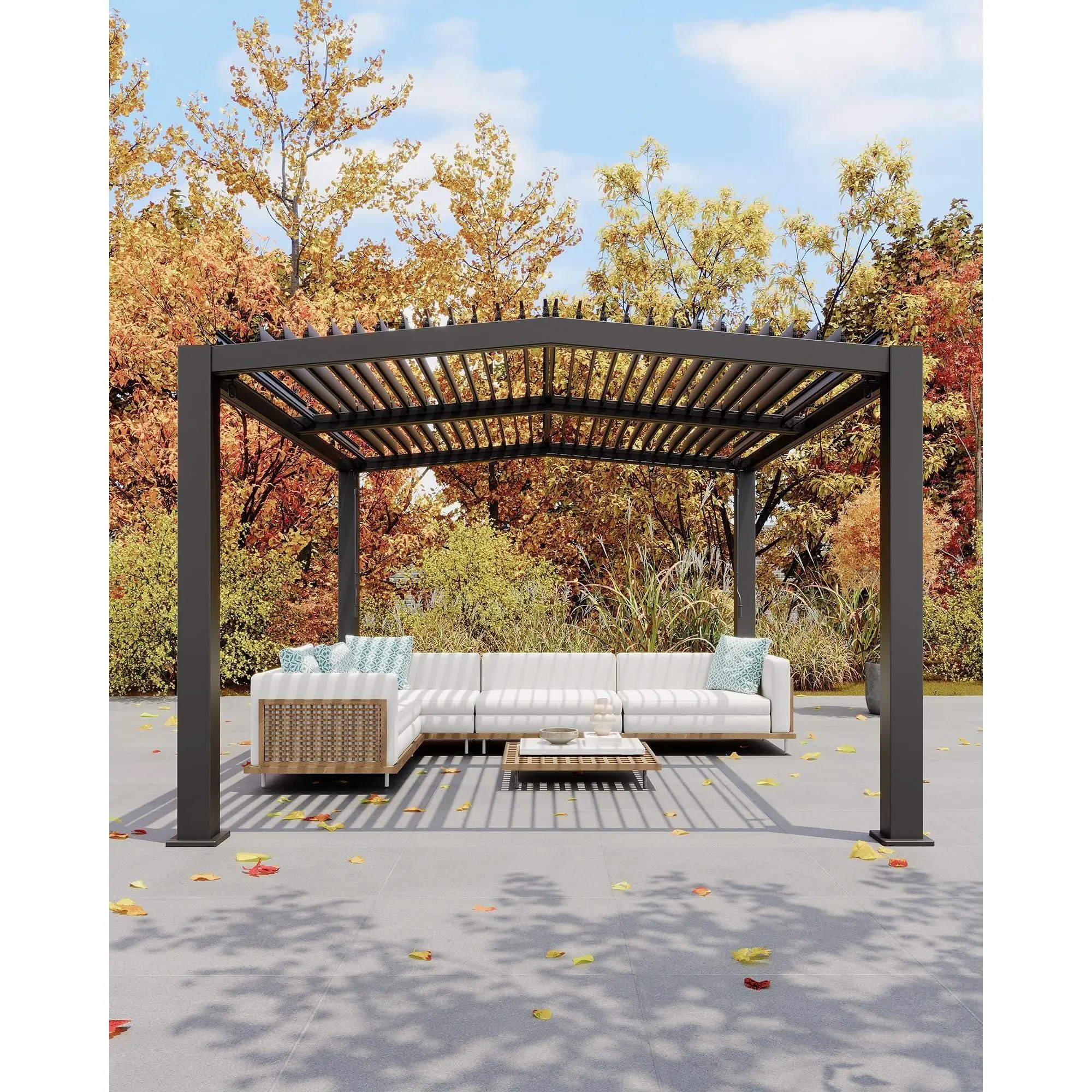 Garvee Louvered Pergola - 11'x13' Outdoor Pergolas with Adjustable Louvered Roof, Reinforced Aluminum Frame, Integrated Drainage System, Outdoor Gazebo for Deck, Patio, Backyard and Garden