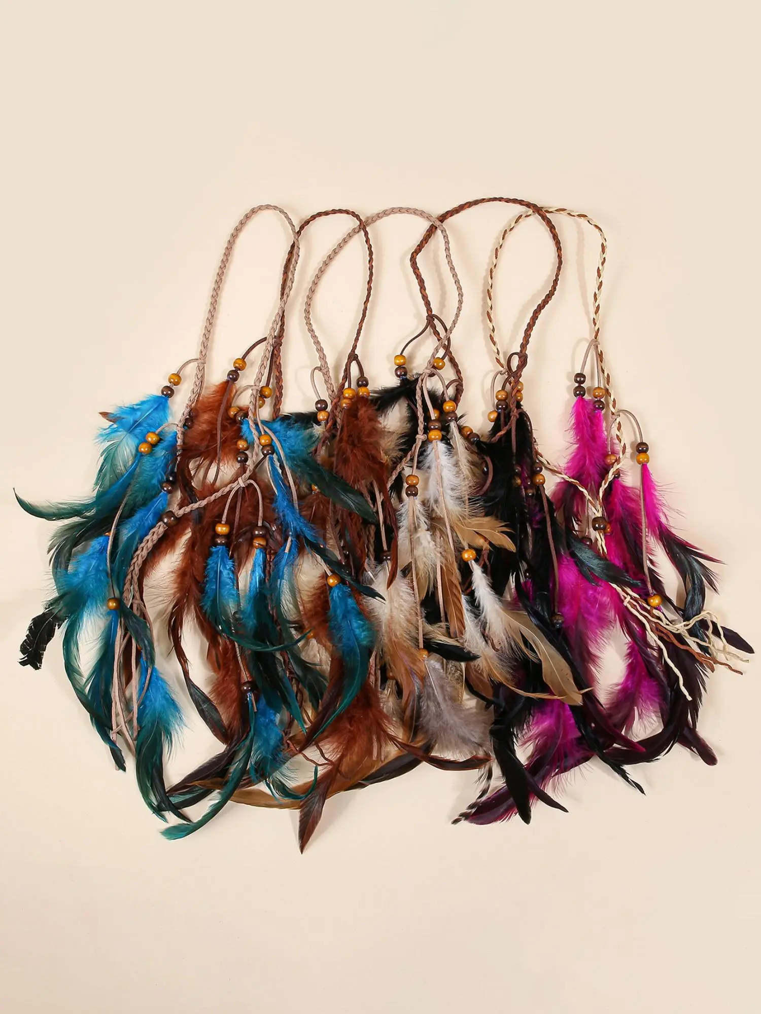 Boho Style Feather Design Hair Bands, Headbands, Colorful Hair Ties for Women & Girls, Fashion Hair Accessories for Party, Daily Clothing Decor