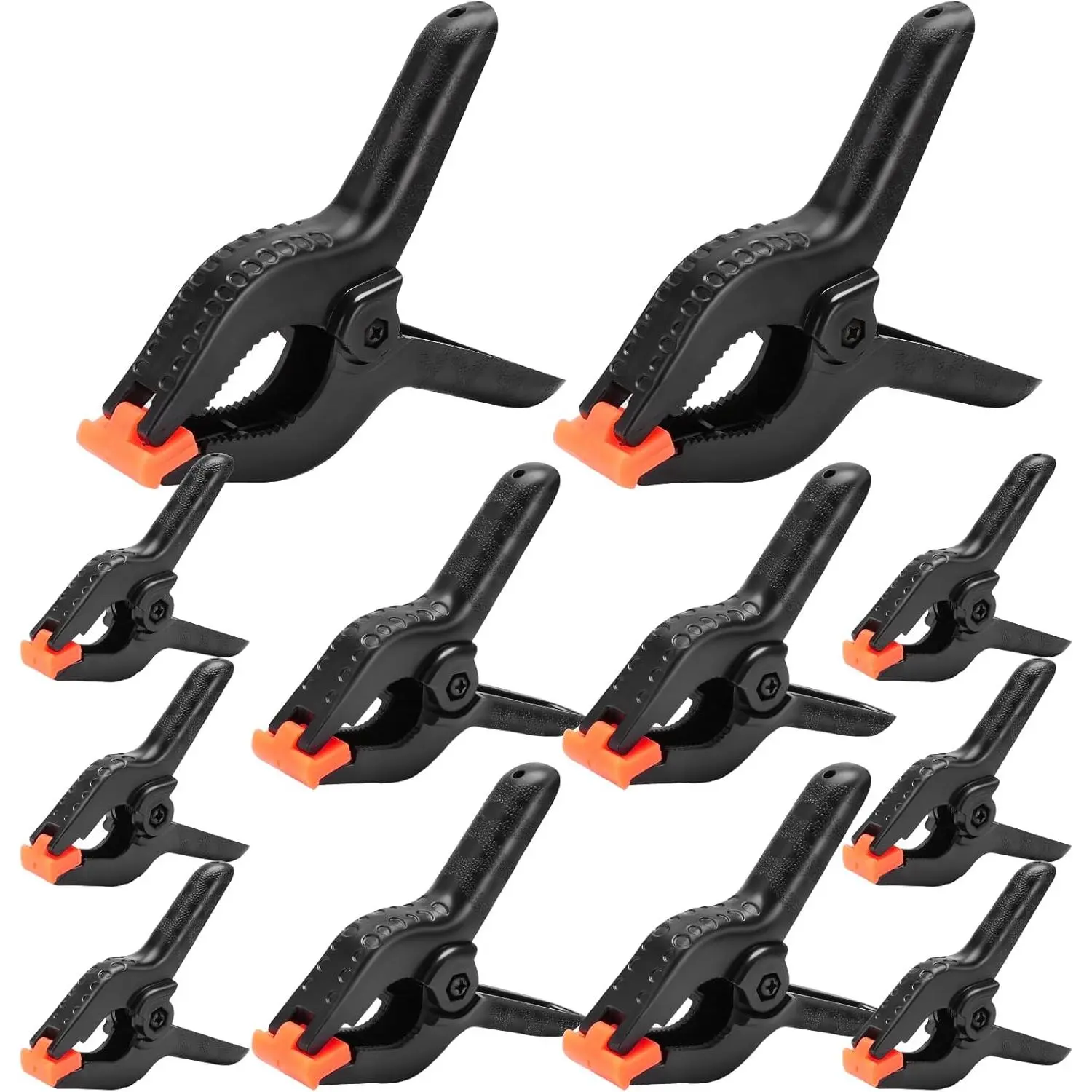 12-piece Plastic Spring Clip Set, 3 Sizes of Spring Clips 3.5inch , 4.5inch , 6inch Set, Black Heavy-duty Clips, Background Clips, Woodworking Clips, Plastic Clips for Woodworking and Photography