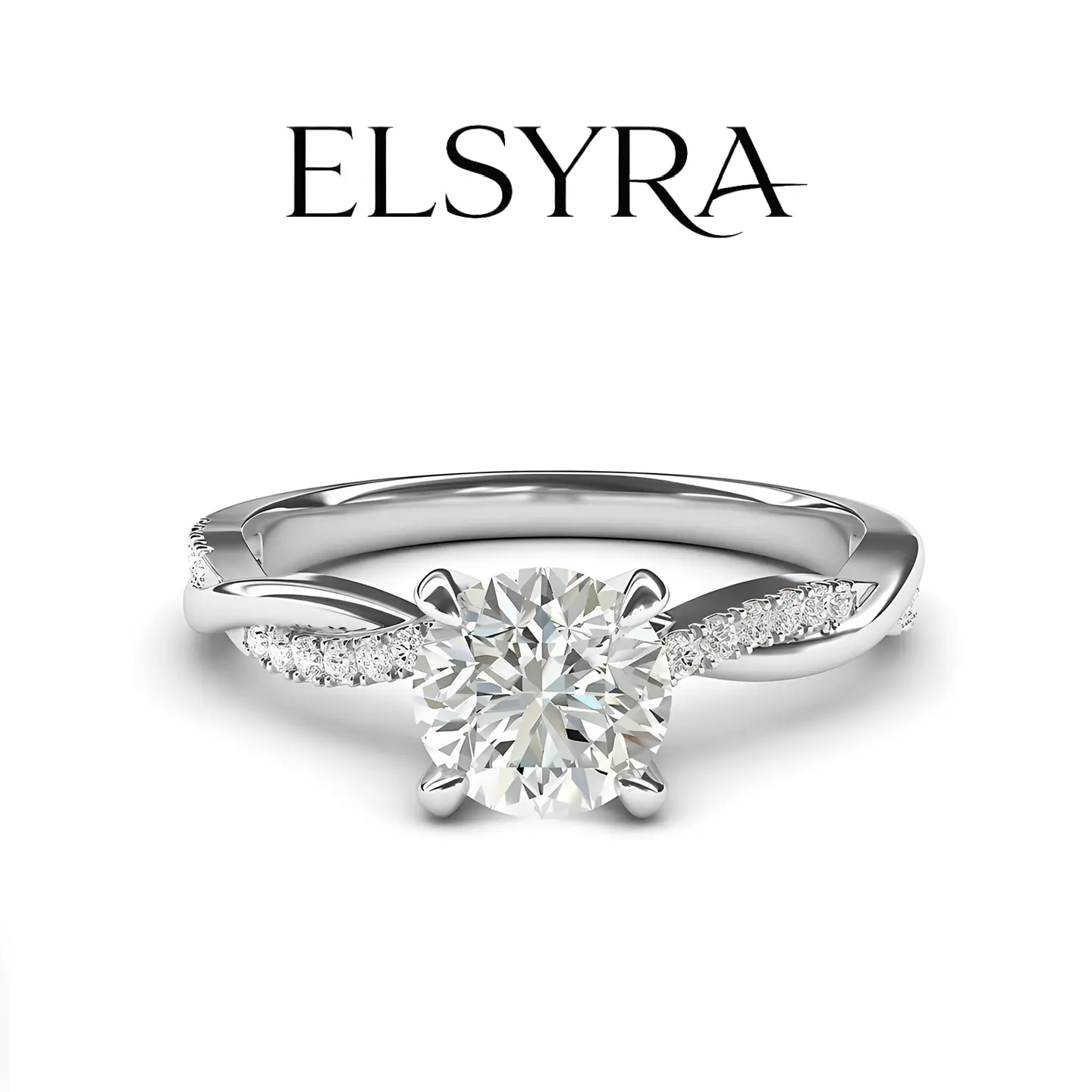 Solitaire Engagement Ring in S925 Sterling Silver for Women, Round Cubic Zirconia Gemstone with Pavé Band, Hypoallergenic Female Jewelry for Birthday, Anniversary, Promiserings, Solitaire Engagement Rings, Single Stone, Classic Solitaire