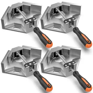 Right Angle Clamp 4 PACK Single Handle 90° Aluminum Alloy Corner Clamp for Woodworking Adjustable Swing Jaw Tools Photo Frame Vise Holder Gifts for Men Dad