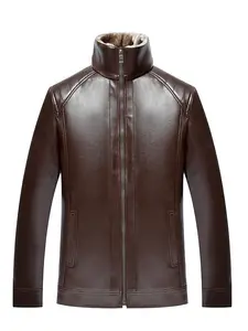 Men's Outdoor Motorcycle Jacket PU Leather Coat with Pockets, Casual Slim-Fit Biker Jacket for All Seasons
