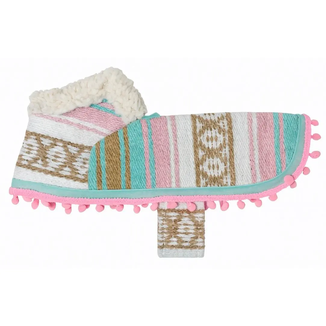 Size 00-3WN Tiffany/Pink/Brown Dog Poncho/Sarape with Fur