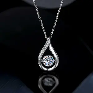【Moved by love】925 sterling silver The Moving teardrop necklace 1 carat necklace The moving teardrop-shaped necklace shows unforgettable love necklace