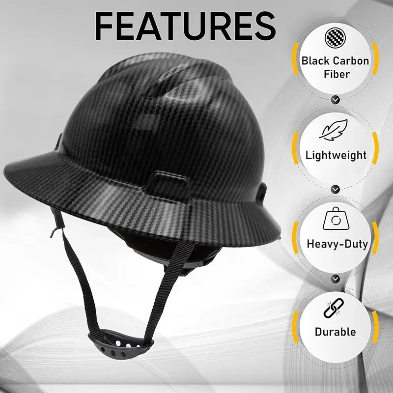 Yeomoo Carbon Fiber Safety Helmet Lightweight Shockproof Protective Hard Hat For Outdoor Working Use