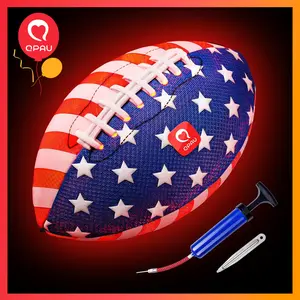 QPAU 9" Glow in The Dark LED Football, Light Up Youth Football with Pump & Batteries, Outdoor Toys & Games for Boys Girls, Birthday Gifts for Kids and Teens,