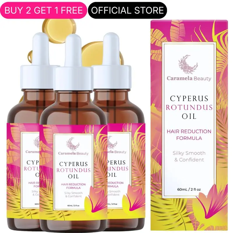 【BUY 2 GET 1 FREE】Caramela Beauty Cyperus Rotundus Oil - 60ml Natural Cyperus Rotundus Oil For Hair Removal, Moisturizing & Soothing Cyperus Oil For Reducing Body Hair Growth, Hair Removal Oil Ideal for All Skin Types