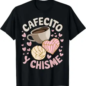 Cotton Cafecito and Chisme Latina Mexican Baked Concha Pastry Funny TShirt Faith Walk Flower Print Casual Unisex Horror Movie Villain Asymmetrical Long Sleeve Cami Elegant Blue Long Sleeve Sweater Suitable for Special Occasions