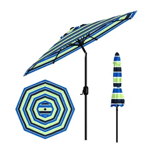 9ft Patio Umbrella with Crank Lift & Push Button Tilt - 8 Sturdy Ribs Market Umbrella for Pool, Deck, Yard & Garden
