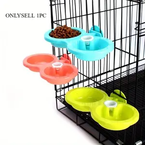 1pc Brighten Up Mealtime for Your Small or Medium Pet with this Colorful Hanging Double Bowl!