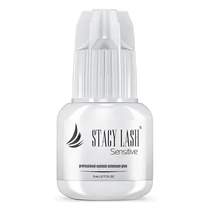 Stacy Lash Sensitive Eyelash Extension Glue 5ml | 5 Sec Drying | 4-5 Week Retention | Black Adhesive |Professional Cosmetic Salon Supplies