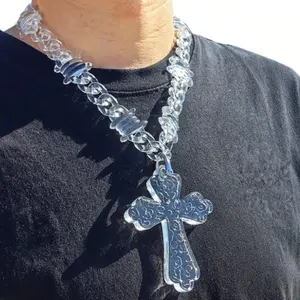 necklace Acrylic Cross Clear