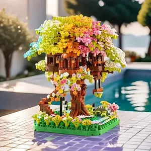 Cherry Blossom Tree House Design Building Blocks Toy, 1680pcs Creative Tree House Building Blocks Toy, DIY Building Blocks for Teens & Adults