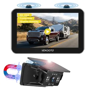 VEKOOTO VK7 Pro Magnetic Solar Wireless Backup Camera 7'' IPS Touchscreen Monitor HD1080P No Wiring Rechargeable Camera for RV Trailer Camper Car Blind Spot Truck Automotive Backup Camera for Truck IP69 Waterproof IR Night Vision fathersdaygift farmer