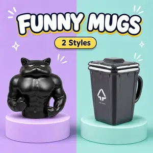 UFORU  Funny mugs,  Trash Can Ceramic Cups, American Beverages, Hot Tea, Iced Coffee, Cold Boiled, Cocoa, Milk, No Power Required, Ceramic Classic Beverages