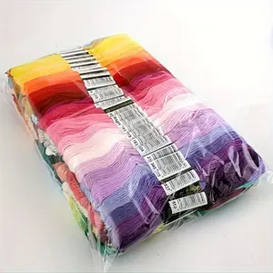 1 pc 314.96inch 6 Shares Cross Stitch Embroidery 12/24Colors Embroidery Thread