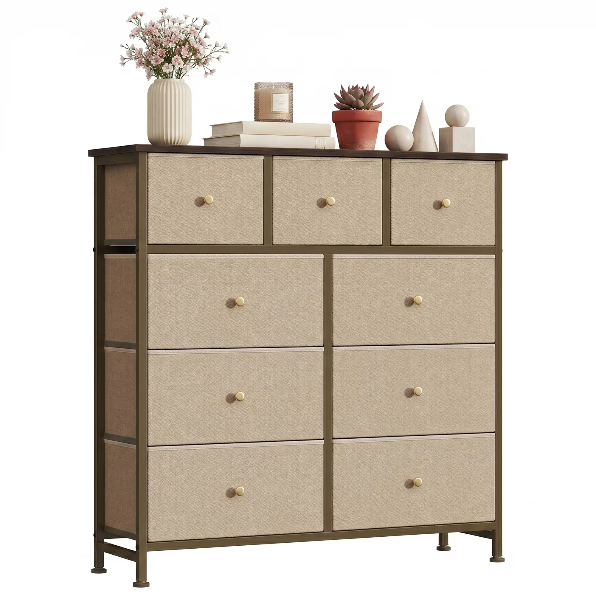 9-Drawer Fabric Dresser Storage Chest for Bedroom, Closet, Storage Furniture for Adults