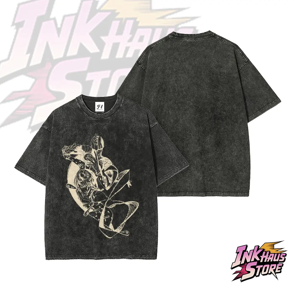 Sticky Fingers Acid wash tee JJBA Golden Wind Bruno Bucciarati classic anime fashion,perfect gift,Stand user style street wear,gym fit
