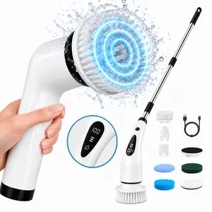 Electric Spin Scrubber with 8 Brush heads,IPX7 Waterproof Cordless Shower Spin Scrubber Kit,Electric Cleaning Brush Kit with Long Battery Life,3-Speed&Extendable Handle,Multi-Purpose Spin Scrubber with LCD for Bathroom&Kitchen,DealsForYouDays