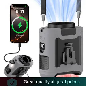 10000mAh Portable Waist Fan, Clip-on 360° Rotation, 5 Speeds with Light, Wearable for Soccer, Outdoor Sports, Camping, Travel Battery Powered Fan