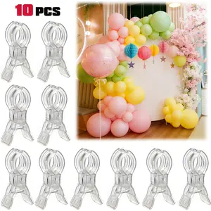 10pcs Large Balloon Arch Clips Plastic Transparent Backdrop Spring Clamps 3.5 Inch Heavy Duty Clip for Balloon Arch Kit Birthday Decoration Crafts Woodworking Photography Studios
