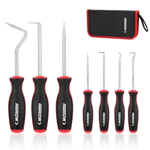 ARROW 7-Piece Hook and Pick Set with Storage Bag, Long & Mini Precision Pick Tool Set for Automotive Mechanic, O-Ring Removal Tool, Oil Seal, Gasket Puller, Hose Puller Picks