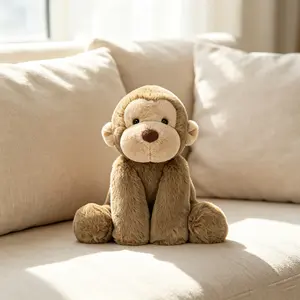 24cm Soft Smudge Monkey Plush Toy, Cute Zoo Stuffed Animal Plushies, Huggable Premium Soft Cotton Medium-Sized Doll for Kids Play & Holiday Gifts