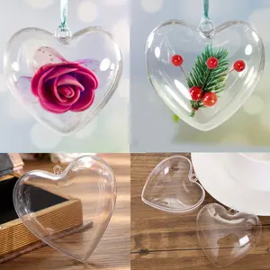Five-piece transparent heart-shaped ball box can be filled with plastic decorative ball Christmas tree ornaments Valentine's Day gift box.
