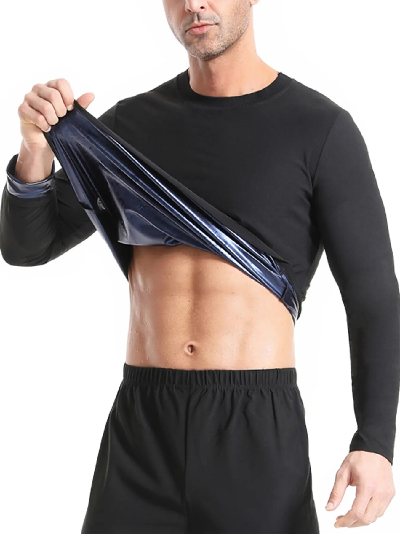 Men's Long Sleeve Sweat Wicking Fitness Sport Workout Top, Outdoor Sports Activewear, Fitness Apparel, Running Sauna Compression Shirt, Slim Fit Exercise Clothing, Dry Fit Stretch