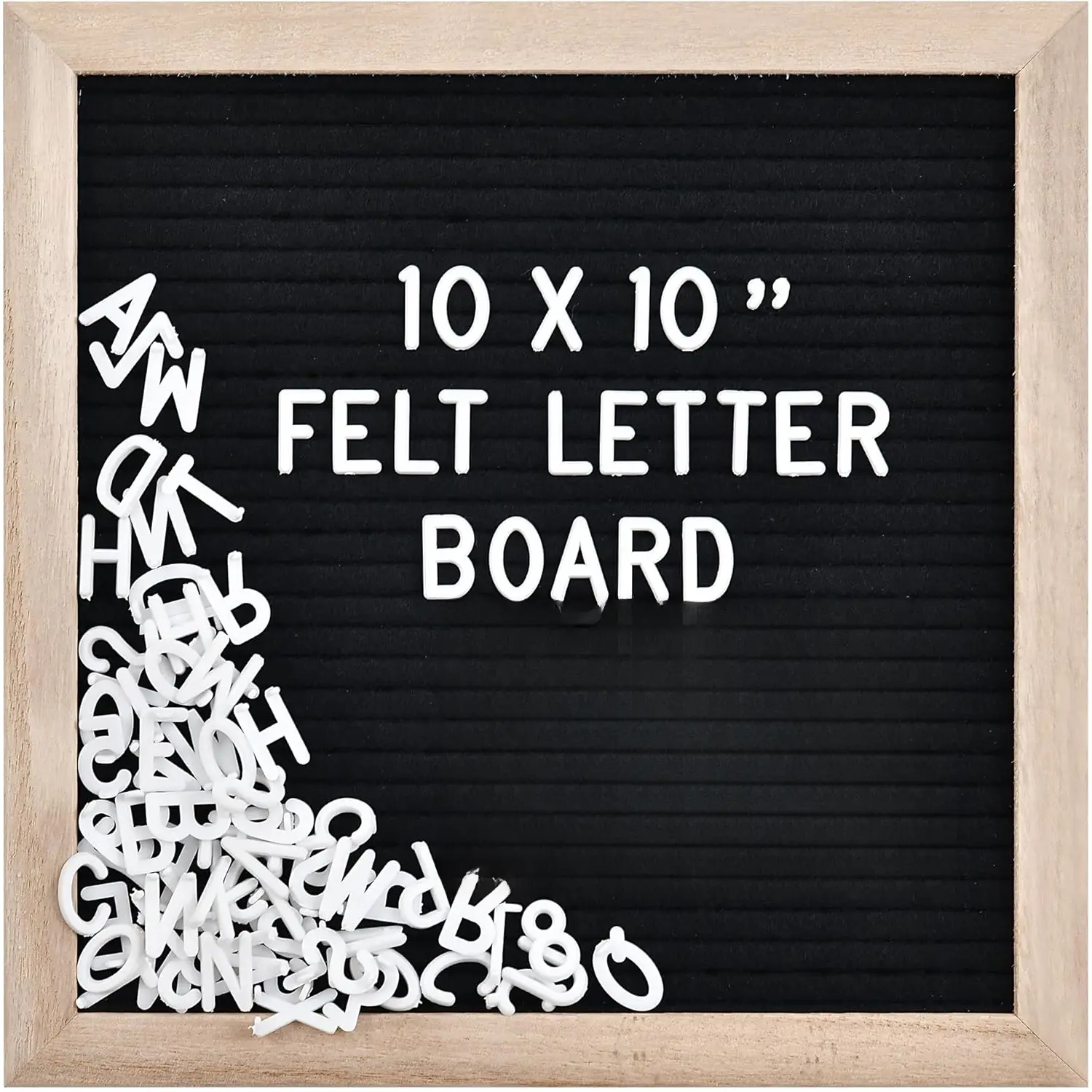 10x10 in Black Felt Letter Board Decor - 294 Letters, Numbers, Symbols, Wooden Frame, Wall-Mountable Changeable Message Board for Home Supplies, Signs