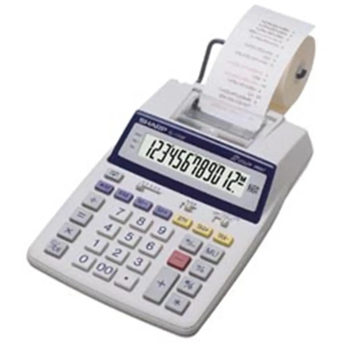 SHARP EL1750V 12-Digit Portable Office Calculator (Office Supplies) - 8.5" x 5.9" x 1.9", LCD Screen, AC Adapter, Optional AA Batteries, Tax/Mark-Up/+/- Controls, Receipt Printer, 4-Key Memory, Add Mode, Heavy Duty Metal Paper Holder