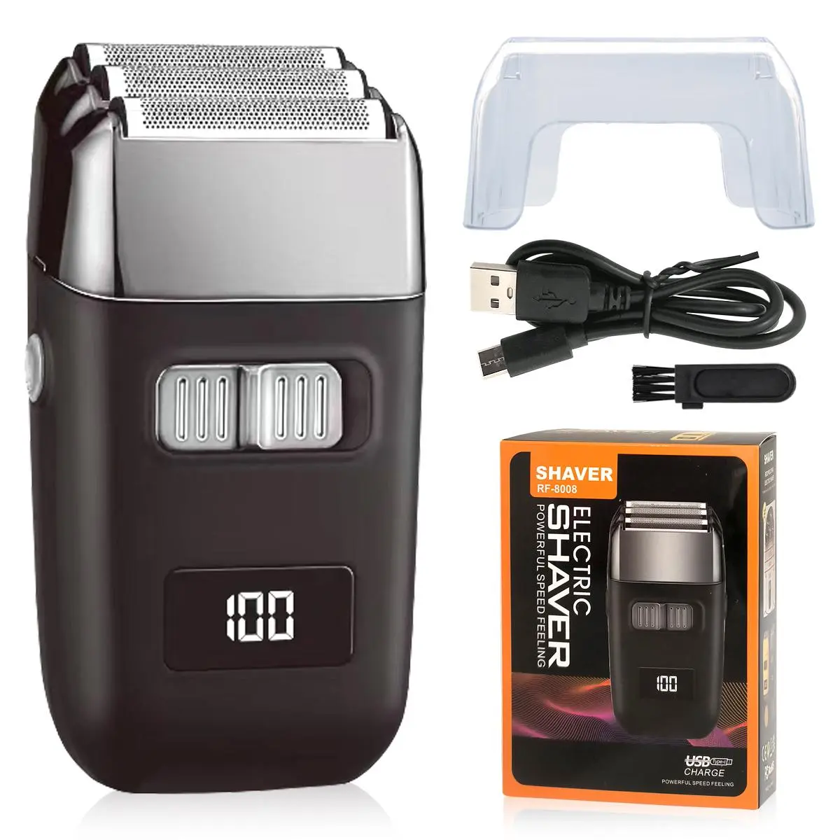USB Rechargeable Electric Shaver, LCD Display Electric Razor, Men's Beard Shaver, Beard Trimmer for Men, Great for Travel, Outing, Daily Use