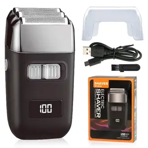 USB Rechargeable Electric Shaver, LCD Display Electric Razor, Men's Beard Shaver, Beard Trimmer for Men, Great for Travel, Outing, Daily Use