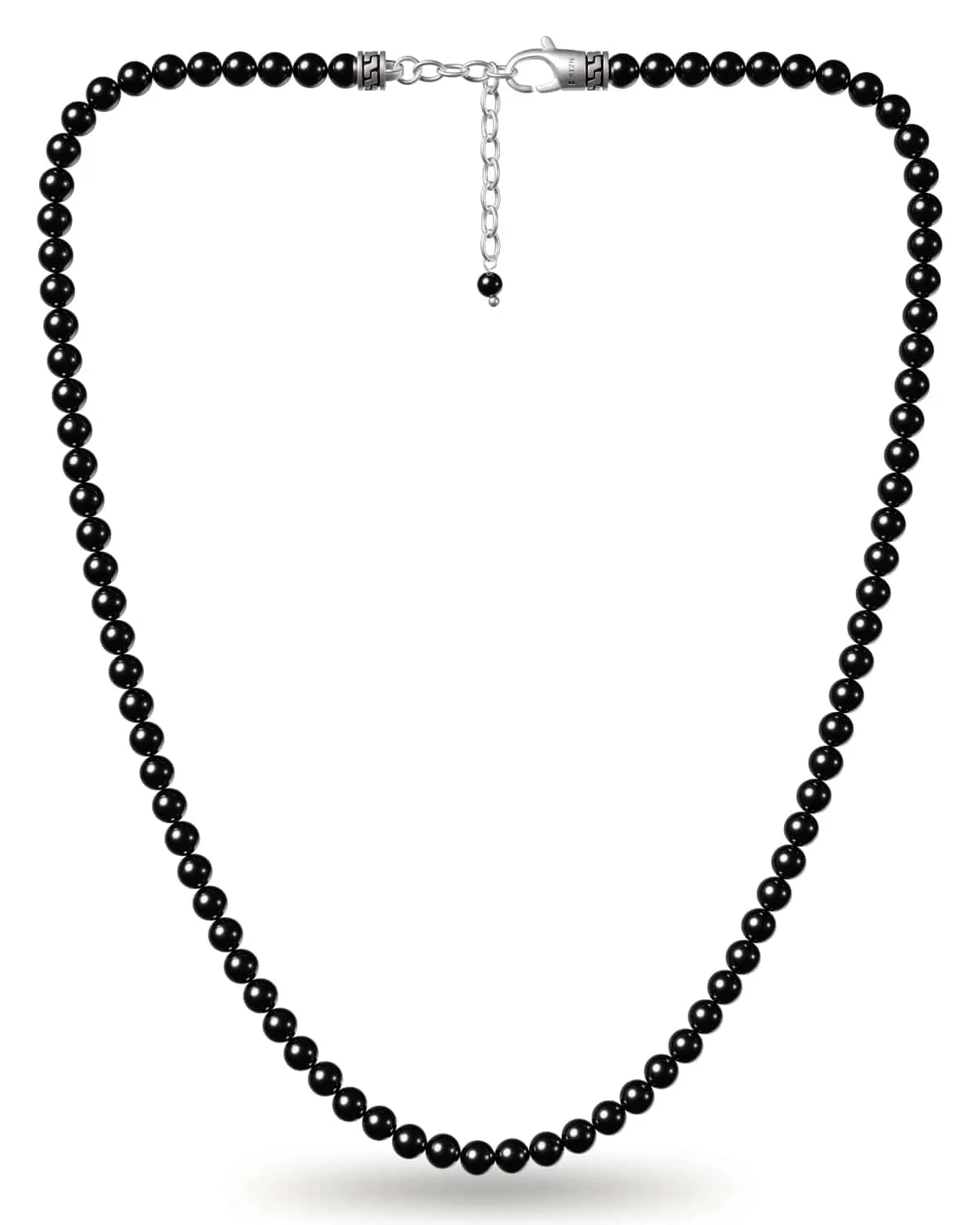 RTZN Black Obsidian Beaded Necklace For Men 