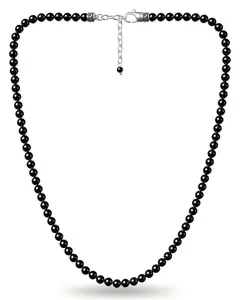 RTZN Black Obsidian Beaded Necklace For Men 