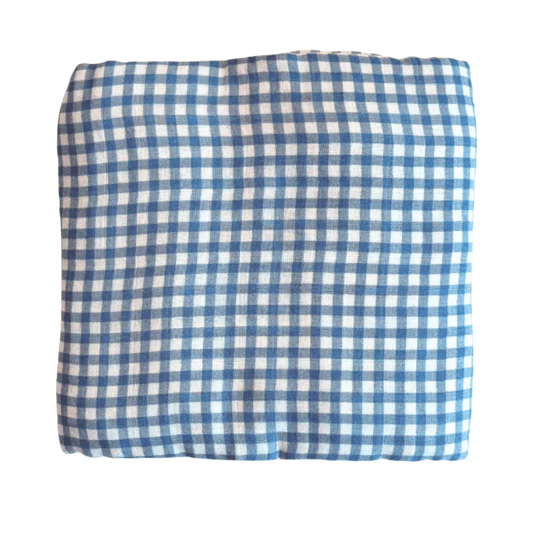 Bamboo Muslin Swaddle Blanket in Micro Ginham Navy