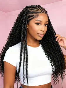 Fashion Unique Braided Wave Hairband Wig, 13x6 Lace Front, Adjustable Style, Daily Work Preferred, Gift Choice, Knotless Braided Wigs