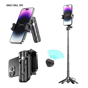 Extendable Selfie Stick Tripod, 3-in-1 Mini Phone Grip with Detachable Remote, Vlog Livestreaming Photography Tool for Home & Outdoor